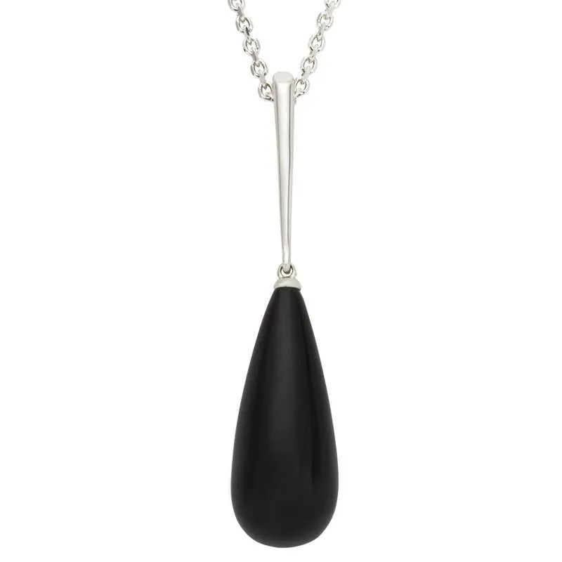 Sterling Silver Whitby Jet Tapered Bomb Drop Necklace sold by Jura Watches