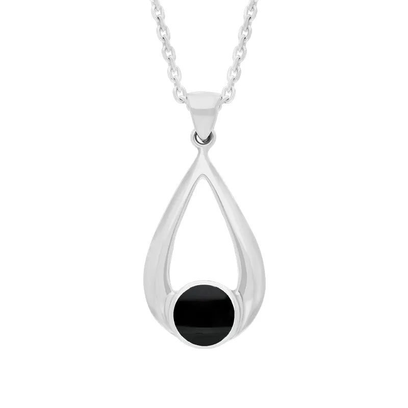Sterling Silver Whitby Jet Teardrop Necklace sold by Jura Watches