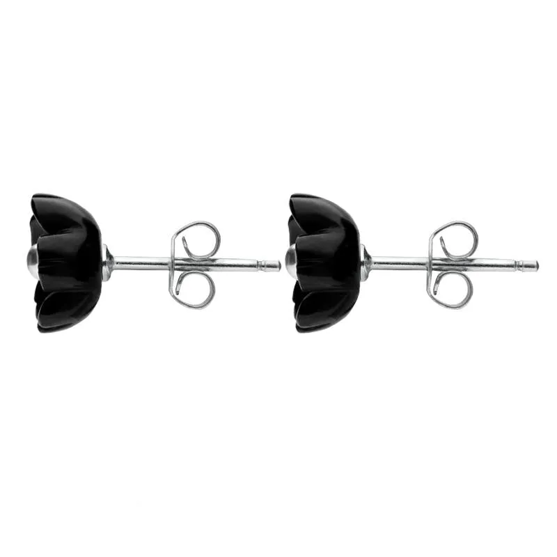 Sterling Silver Whitby Jet Tuberose 6mm Flower Stud Earrings sold by Jura Watches product image thumbnail 3