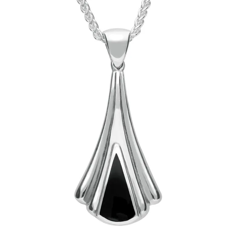 Sterling Silver Whitby Jet Triangle Fan Necklace sold by Jura Watches