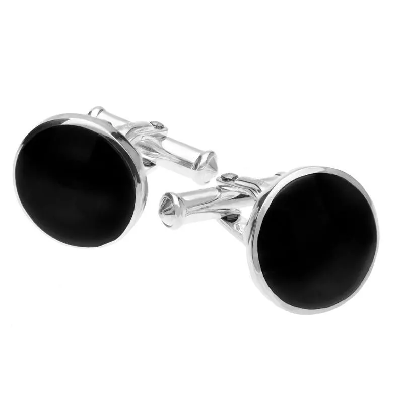 Sterling Silver Whitby Jet Tudor Rose Back Cufflinks sold by Jura Watches