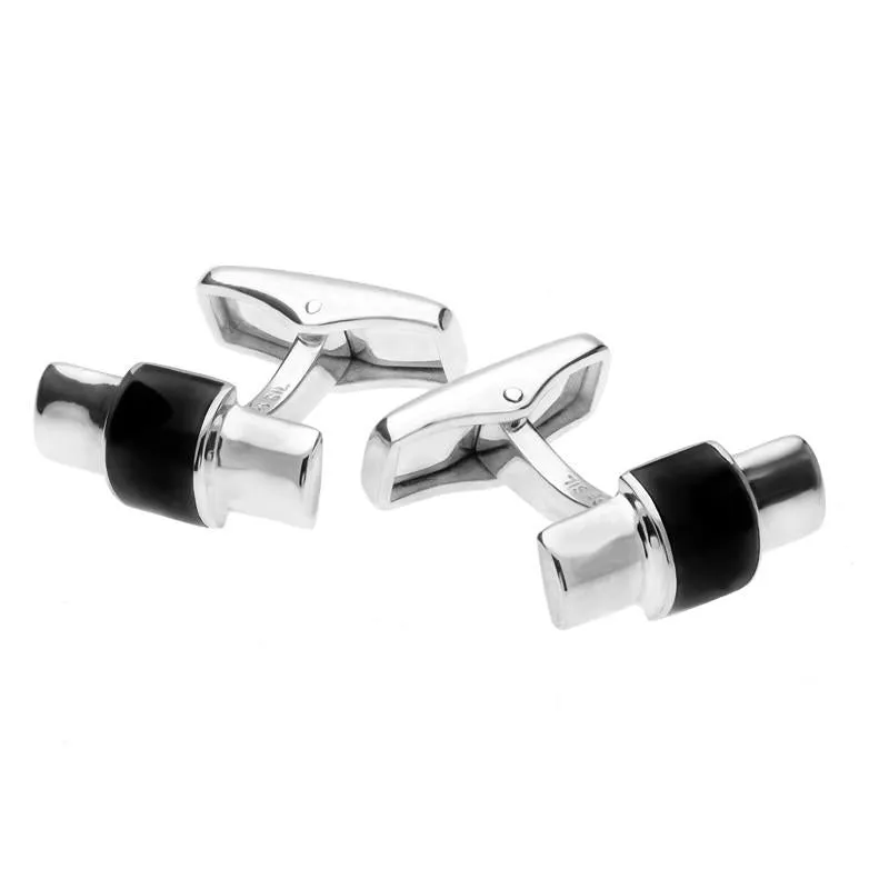 Sterling Silver Whitby Jet Bar Set Cufflinks sold by Jura Watches