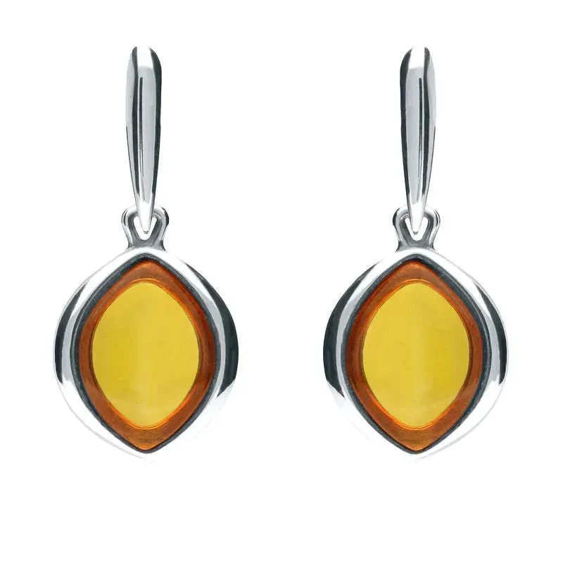 Sterling Silver Amber Wide Marquise Drop Earrings sold by Jura Watches