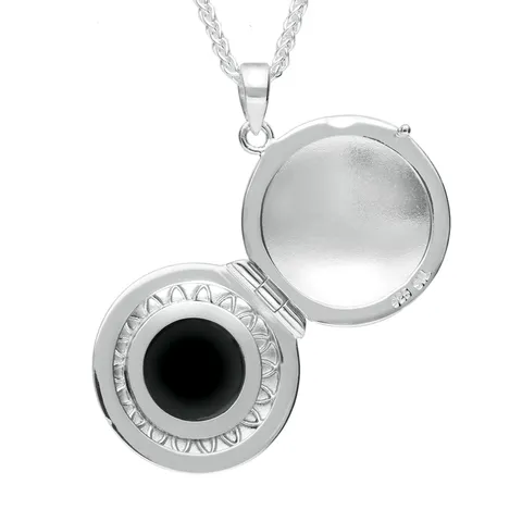 Sterling Silver Whitby Jet Round Locket Necklace sold by Jura Watches product image thumbnail 2