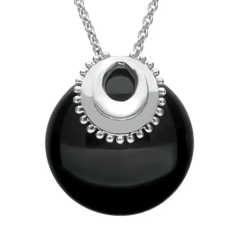 Sterling Silver Whitby Jet Capped Necklace sold by Jura Watches