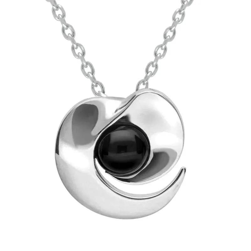 Sterling Silver Whitby Jet Spiral Necklace sold by Jura Watches