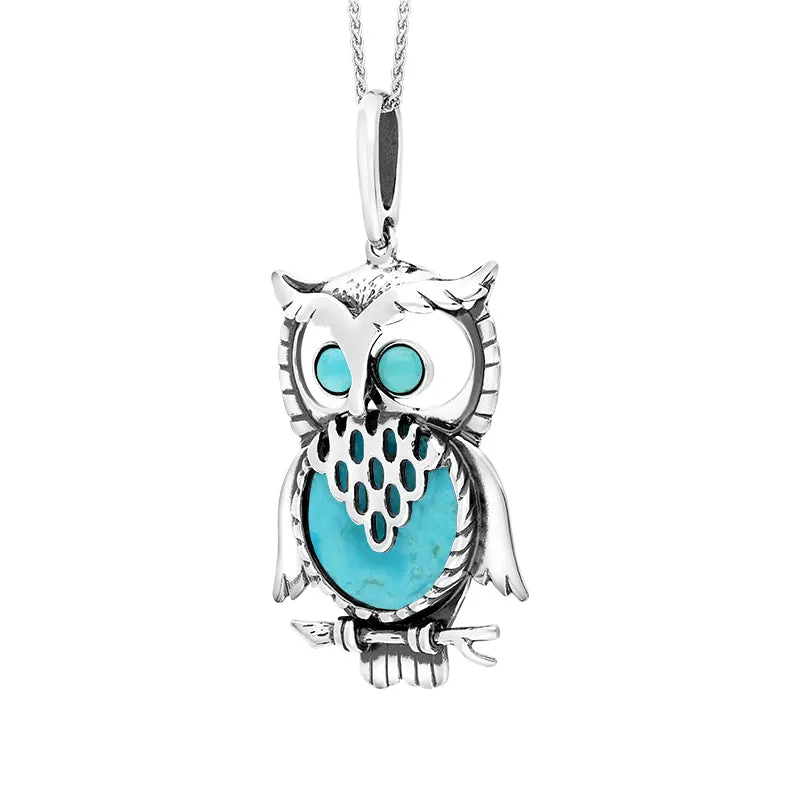 Sterling Silver Turquoise Large Owl On Branch Necklace sold by Jura Watches product image thumbnail 2