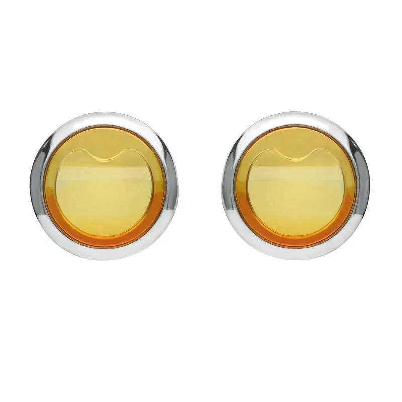 Sterling Silver Amber Round Stud Earrings sold by Jura Watches