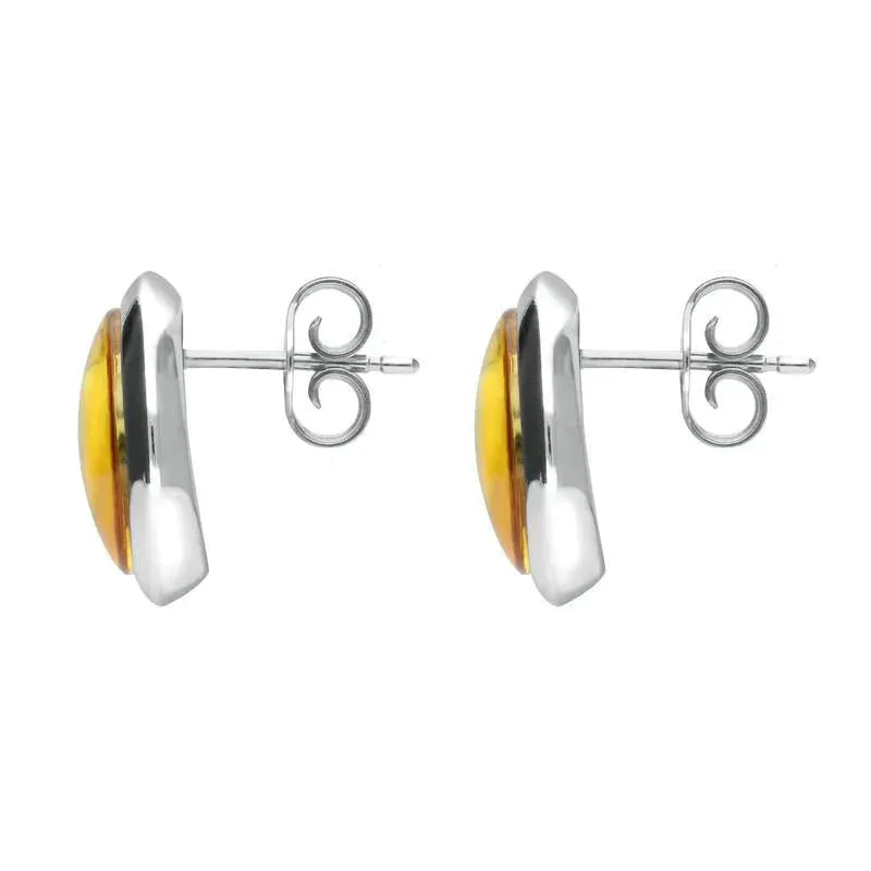 Sterling Silver Amber Round Stud Earrings sold by Jura Watches product image thumbnail 2