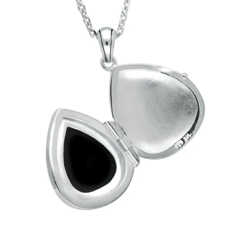 Sterling Silver Whitby Jet Pear Rope Edge Locket sold by Jura Watches product image thumbnail 2