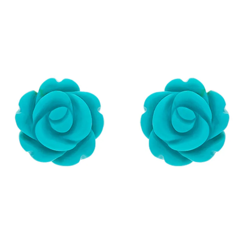 Sterling Silver Turquoise Tuberose 8mm Rose Stud Earrings sold by Jura Watches