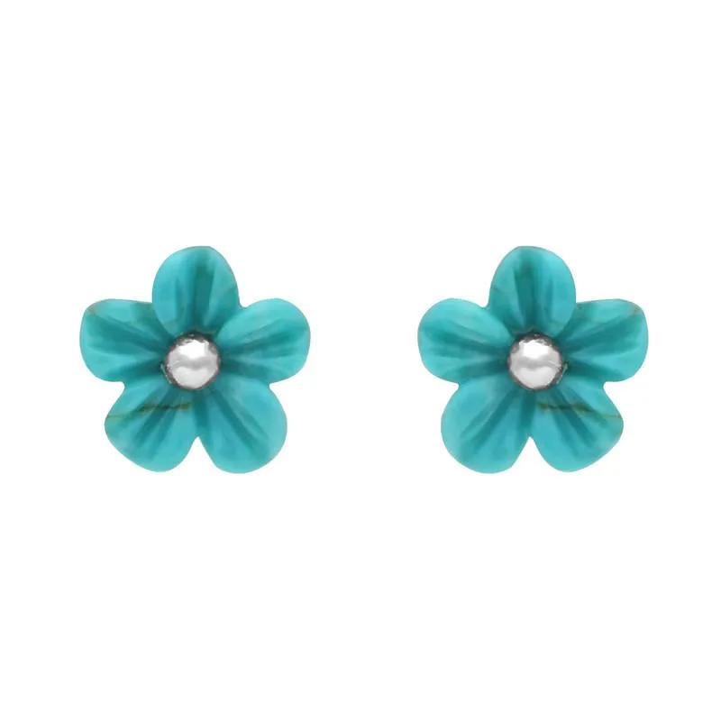 Sterling Silver Turquoise Tuberose 8mm Desert Rose Stud Earrings sold by Jura Watches