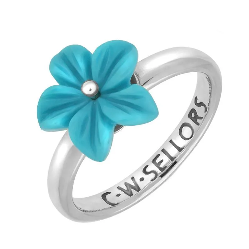 Sterling Silver Turquoise Tuberose 12mm Pansy Ring sold by Jura Watches