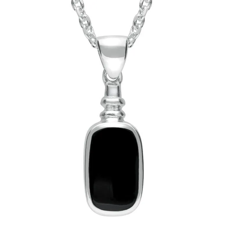 Sterling Silver Whitby Jet Oblong Bottle Top Necklace sold by Jura Watches