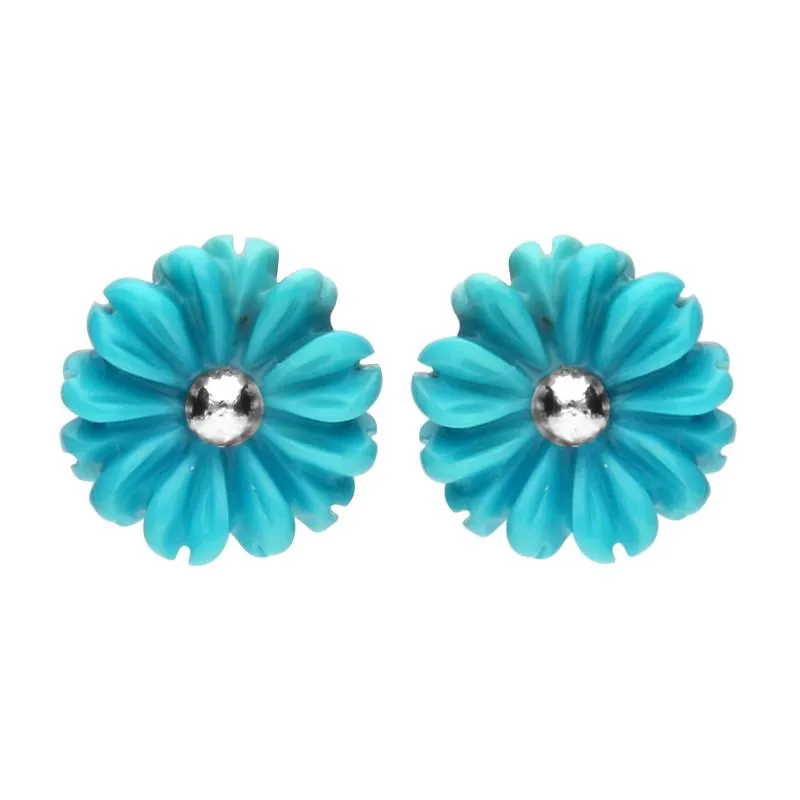 Sterling Silver Turquoise Tuberose 8mm Daisy Stud Earrings sold by Jura Watches