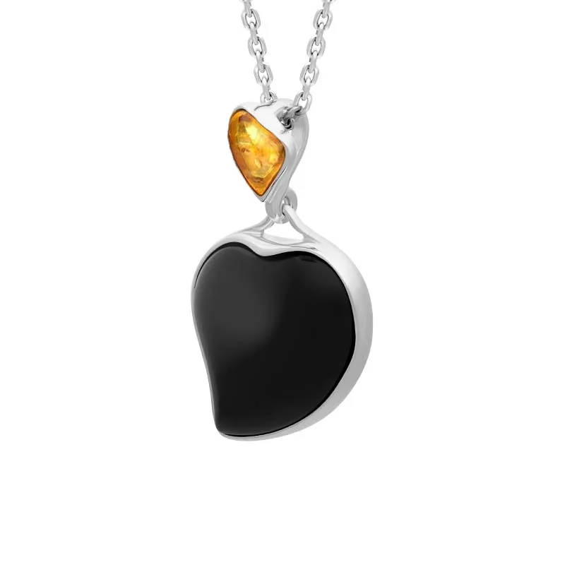Sterling Silver Whitby Jet Amber Heart Necklace sold by Jura Watches product image thumbnail 2