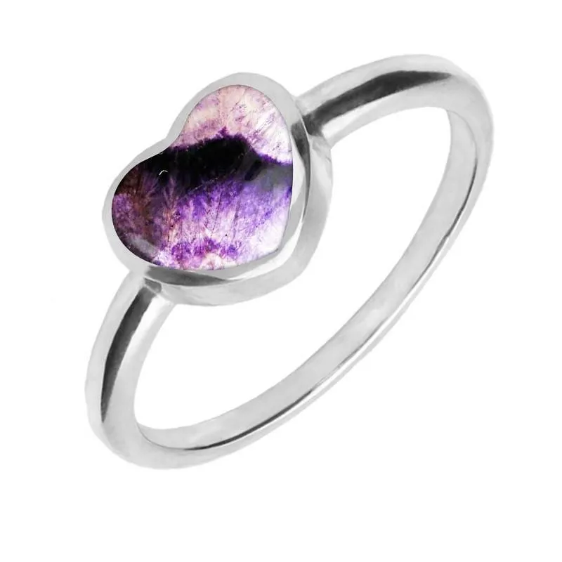 Sterling Silver Blue John Single Heart Ring sold by Jura Watches