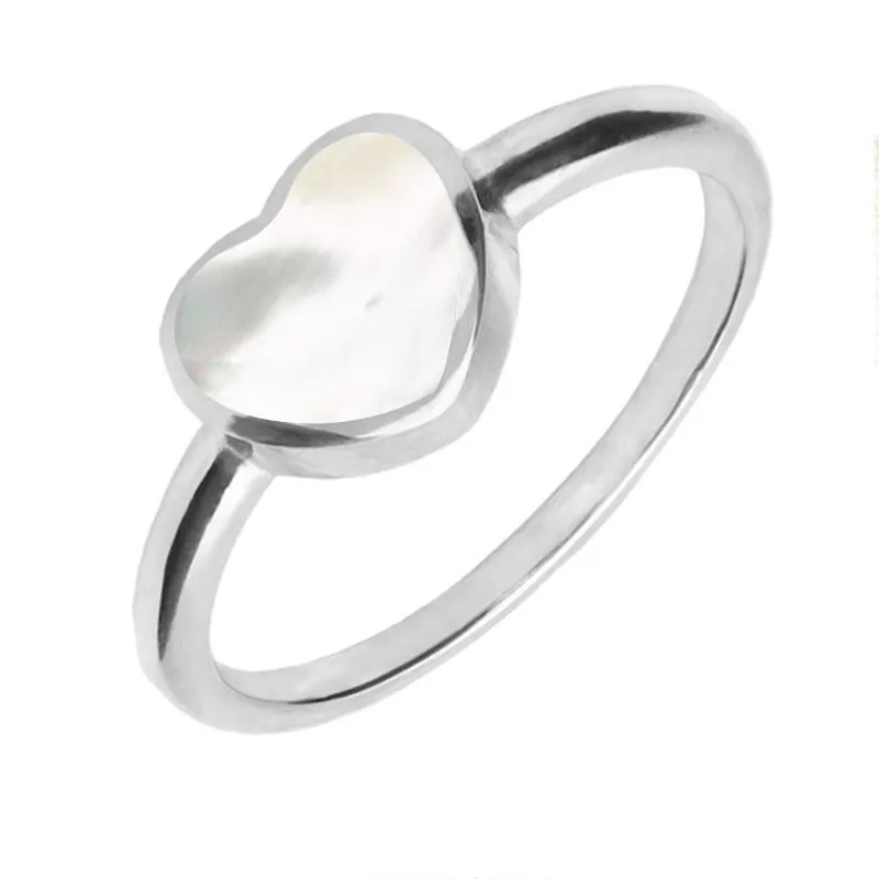 Sterling Silver White Mother of Pearl Single Heart Ring sold by Jura Watches