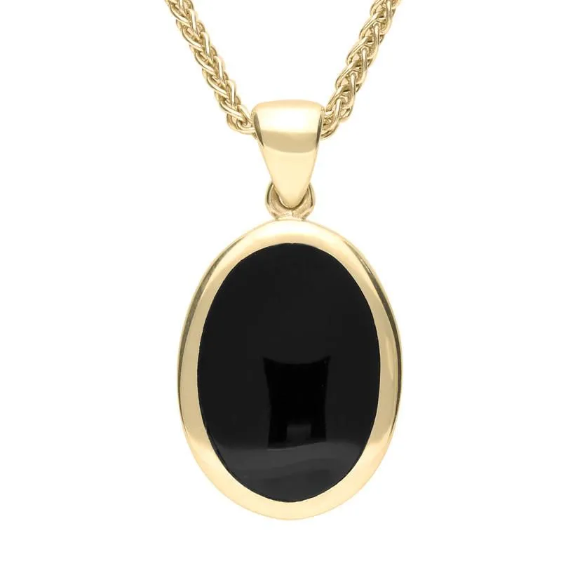 9ct Yellow Gold Whitby Jet Oval Frame Necklace sold by Jura Watches
