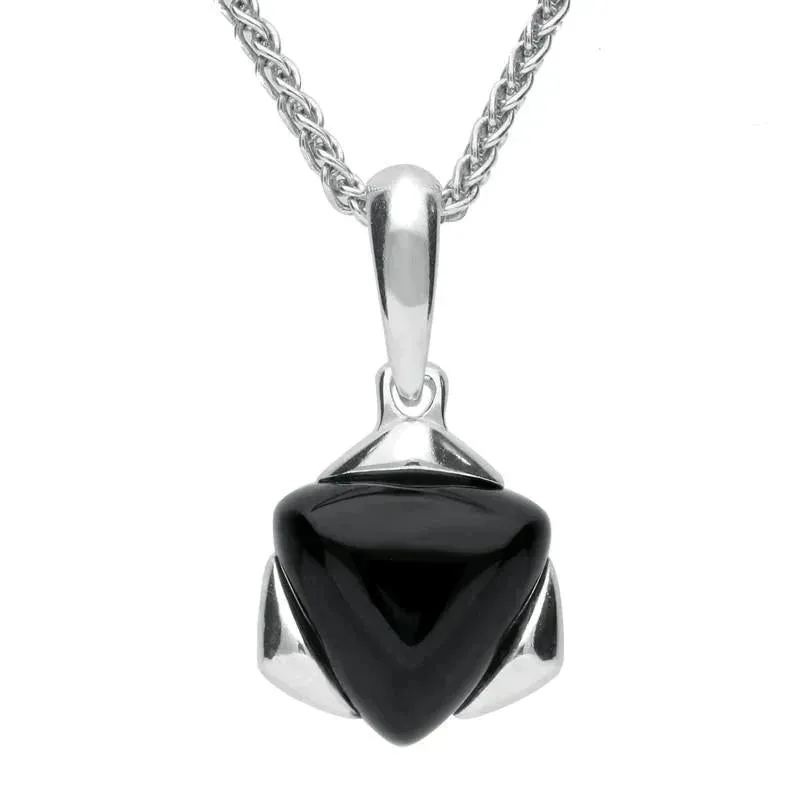 Sterling Silver Whitby Jet Framed Triangle Necklace sold by Jura Watches