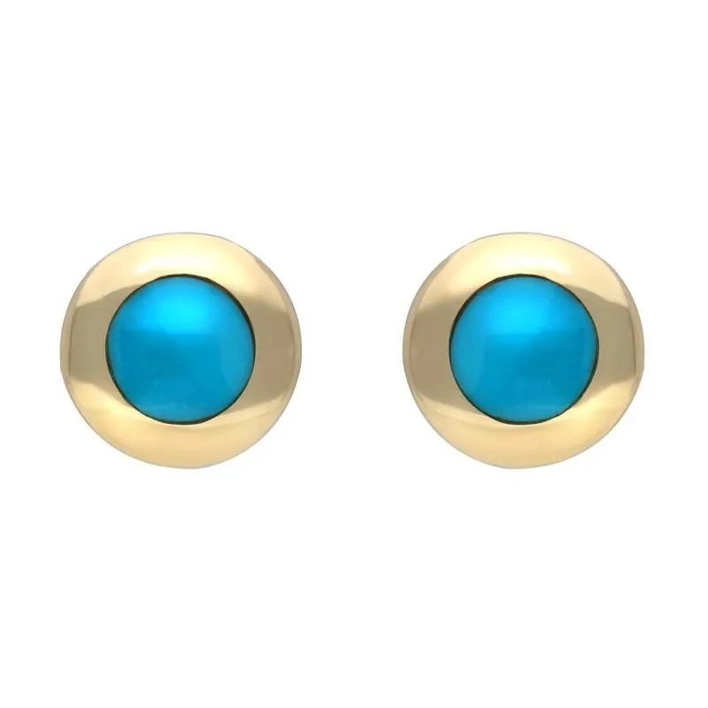 9ct Yellow Gold Turquoise Framed Round Stud Earrings sold by Jura Watches
