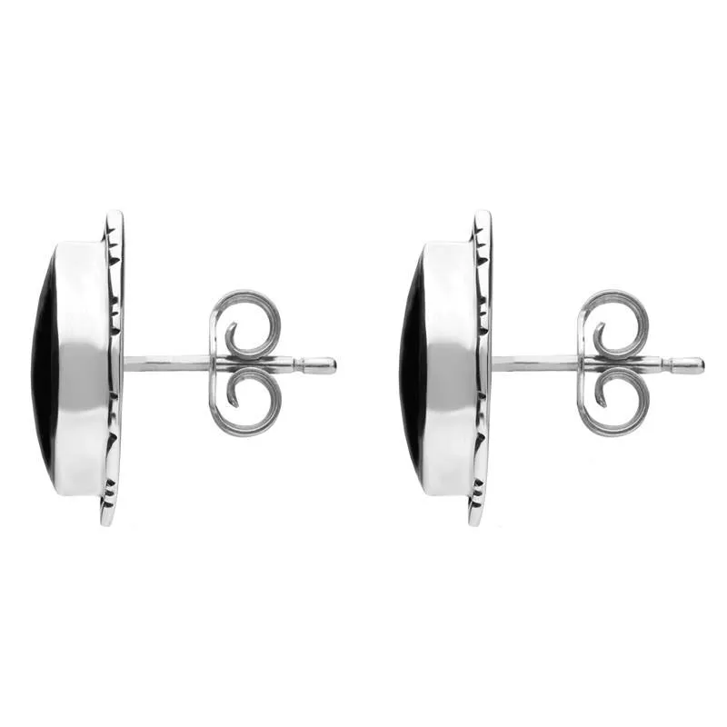 Sterling Silver Whitby Jet Marquise Beaded Edge Stud Earrings sold by Jura Watches product image thumbnail 2