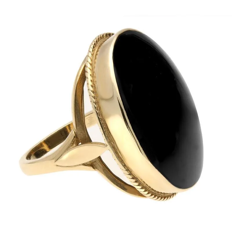 9ct Yellow Gold Whitby Jet Large Oval Stone Statement Ring D sold by Jura Watches product image thumbnail 2