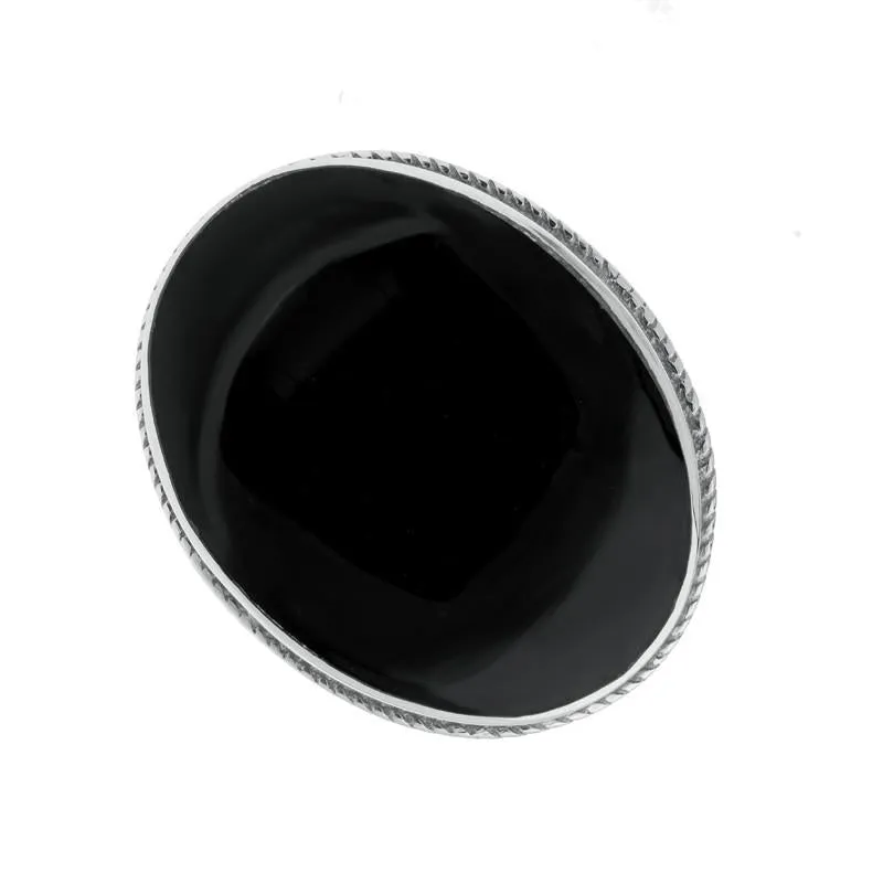 Sterling Silver Whitby Jet Large Oval Stone Statement Ring sold by Jura Watches product image thumbnail 3