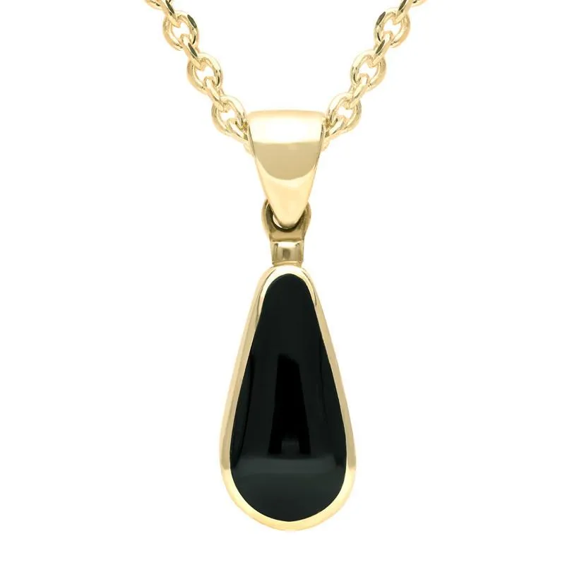 9ct Yellow Gold Whitby Jet Small Pear Necklace sold by Jura Watches