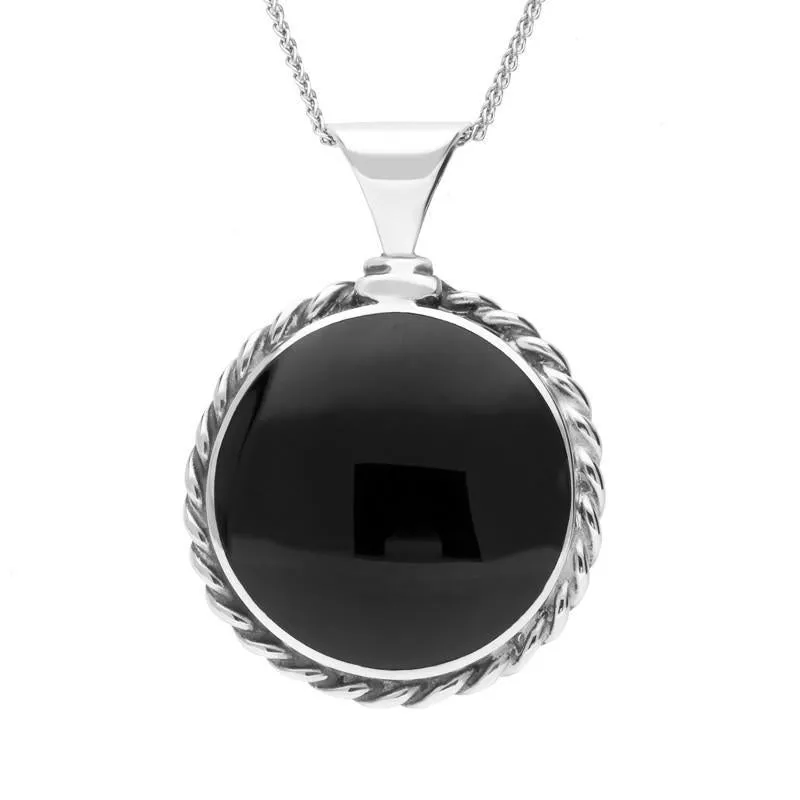 Sterling Silver Whitby Jet Large Rope Edge Necklace sold by Jura Watches