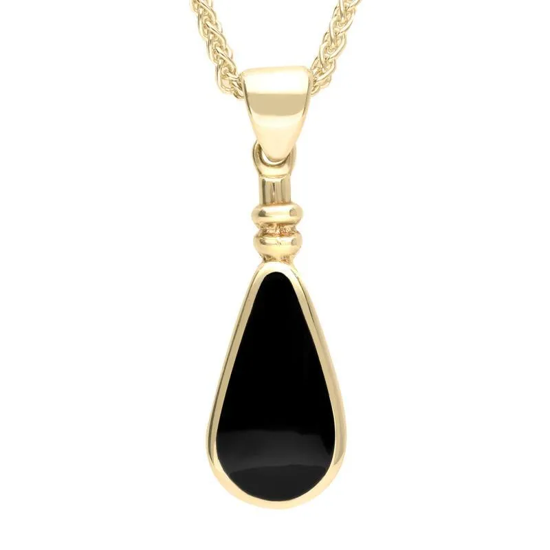 9ct Yellow Gold Whitby Jet Bottle Top Pear Necklace sold by Jura Watches