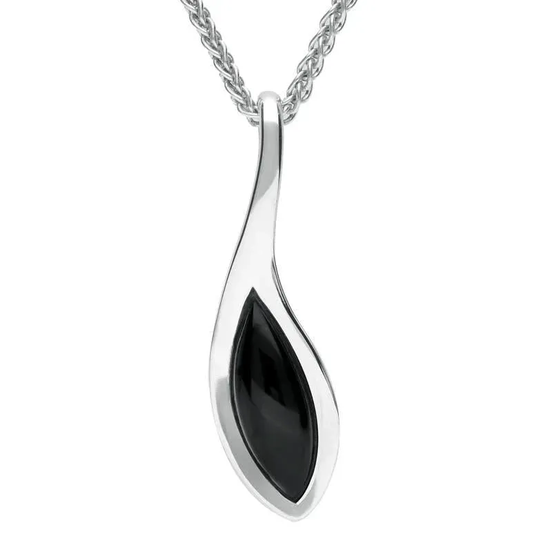 Sterling Silver Whitby Jet Marquise Overlap Necklace sold by Jura Watches