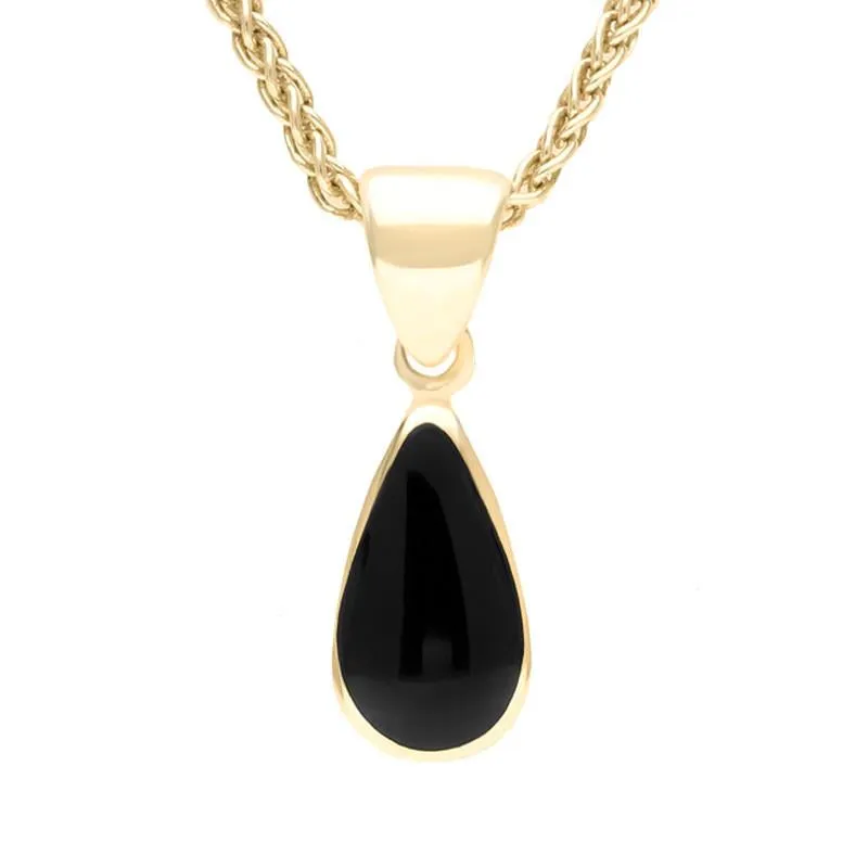 9ct Yellow Gold Whitby Jet Dinky Pear Necklace sold by Jura Watches