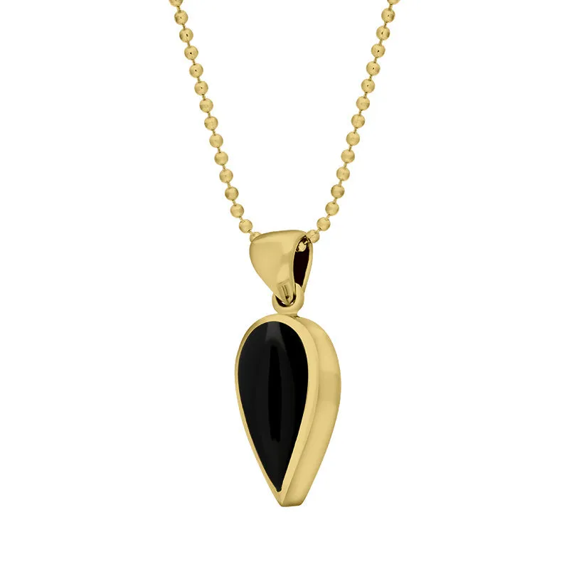 9ct Yellow Gold Whitby Jet Small Upside Down Pear Necklace sold by Jura Watches product image thumbnail 2