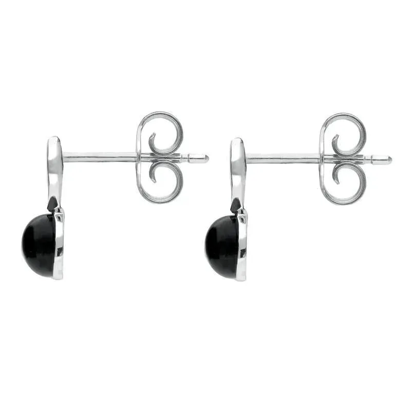 Sterling Silver Whitby Jet Round Pear Stud Earrings sold by Jura Watches product image thumbnail 2