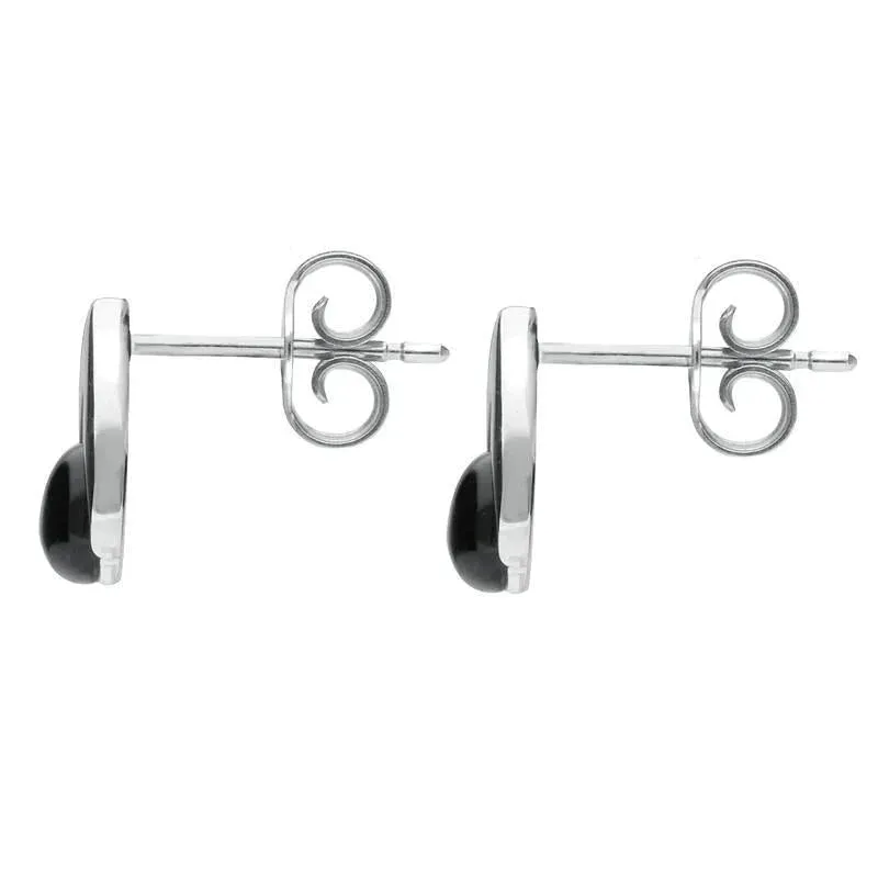 Sterling Silver Whitby Jet Round Open Triangle Stud Earrings sold by Jura Watches product image thumbnail 2