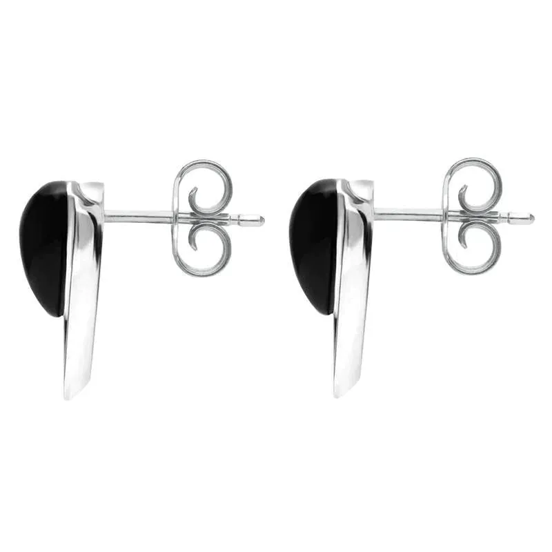 Sterling Silver Whitby Jet Triangle Open Stud Earrings sold by Jura Watches product image thumbnail 2