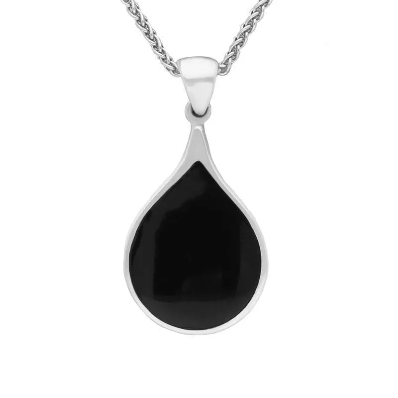 Sterling Silver Whitby Jet Balloon Shaped Necklace made by C.W. Sellors