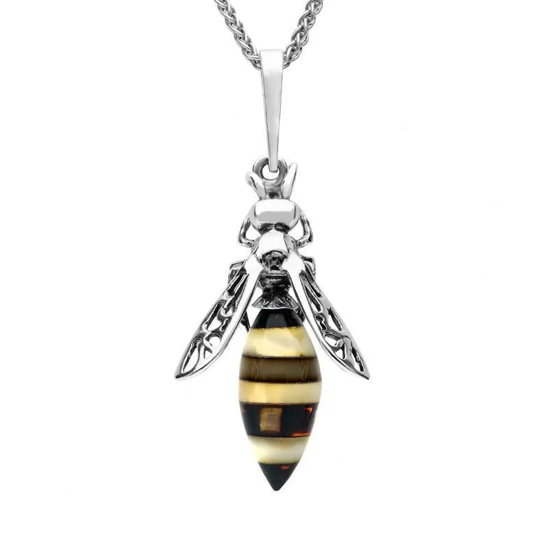 Sterling Silver Amber Bee Drop Necklace sold by Jura Watches