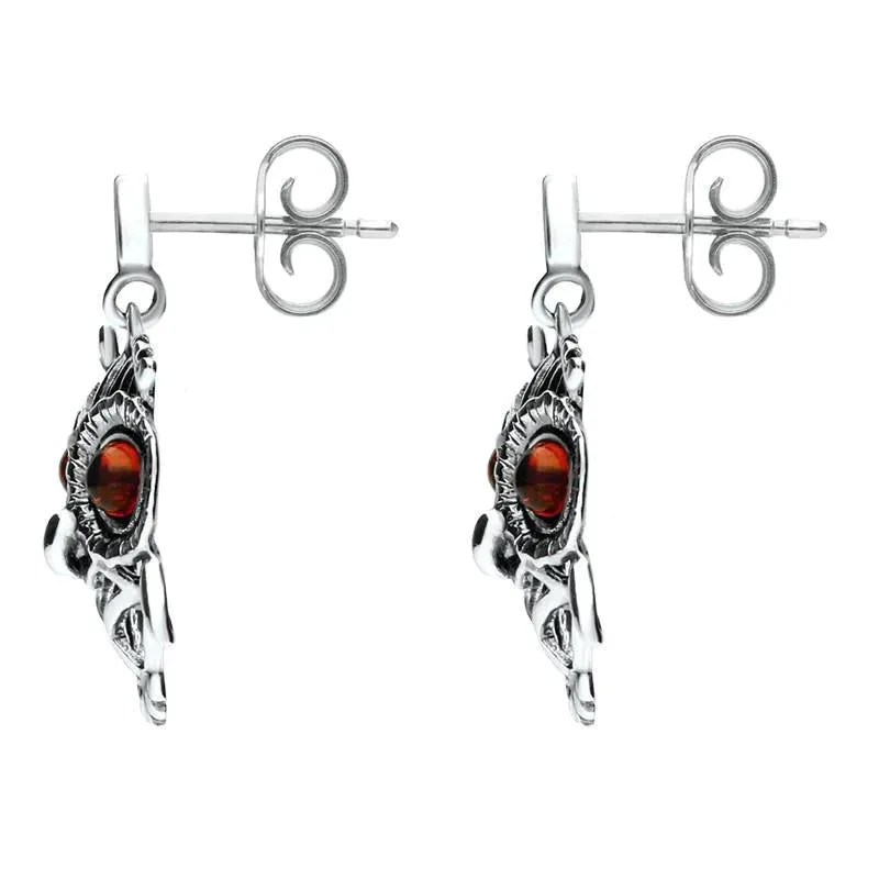 Sterling Silver Amber Orange Owl Stud Earrings sold by Jura Watches product image thumbnail 2