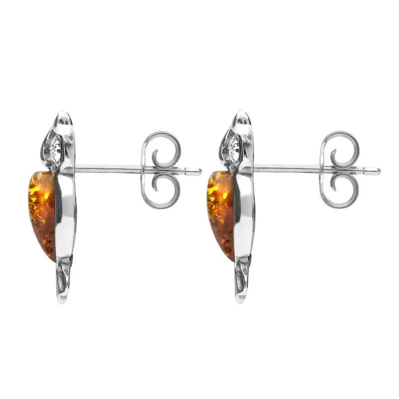Sterling Silver Amber Cubic Zirconia Owl Stud Earrings sold by Jura Watches product image thumbnail 2