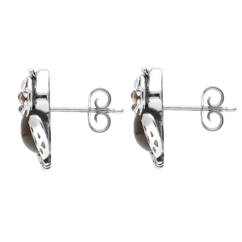 Sterling Silver Amber Cubic Zirconia Small Owl Stud Earrings sold by Jura Watches product image thumbnail 2