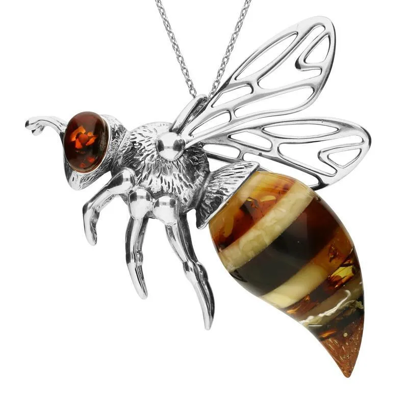 Sterling Silver Amber Large Honey Bee Necklace sold by Jura Watches