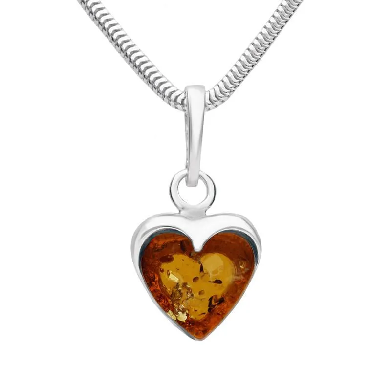 Sterling Silver Amber Heart Necklace sold by Jura Watches