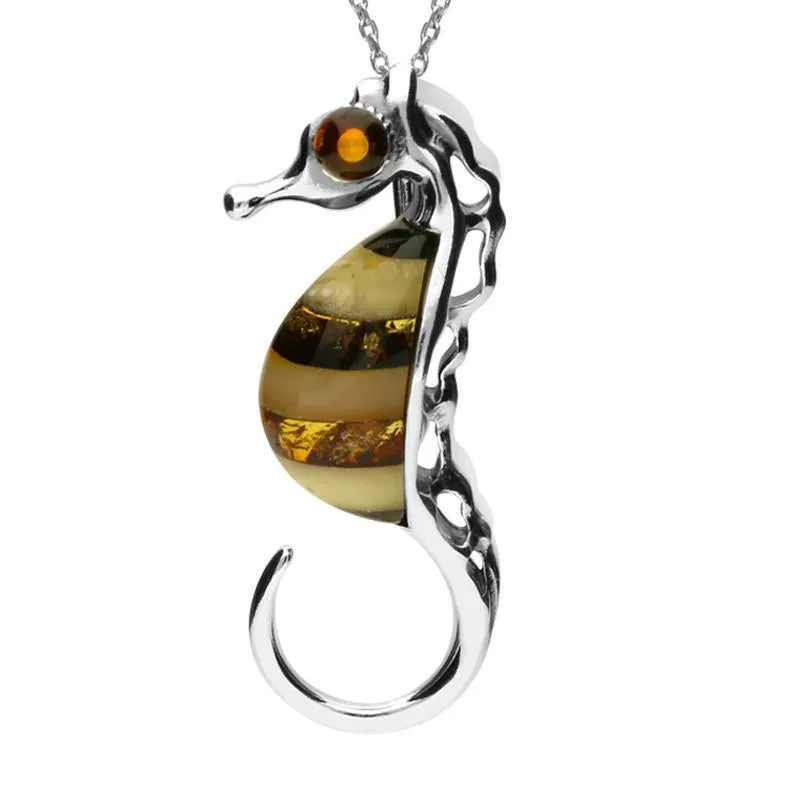 Sterling Silver Amber Seahorse Necklace sold by Jura Watches