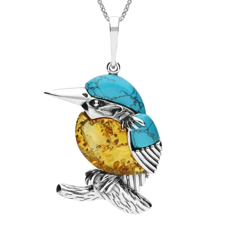 Sterling Silver Amber Turquoise Kingfisher Necklace sold by Jura Watches