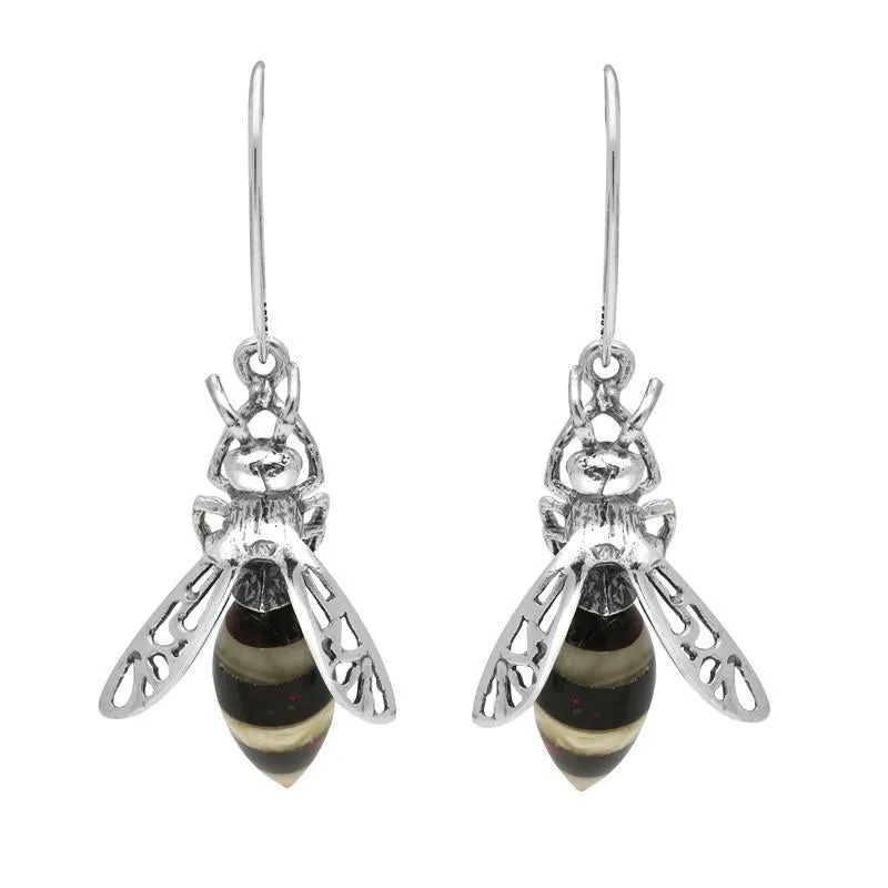 Sterling Silver Amber Body Bee Drop Earrings sold by Jura Watches