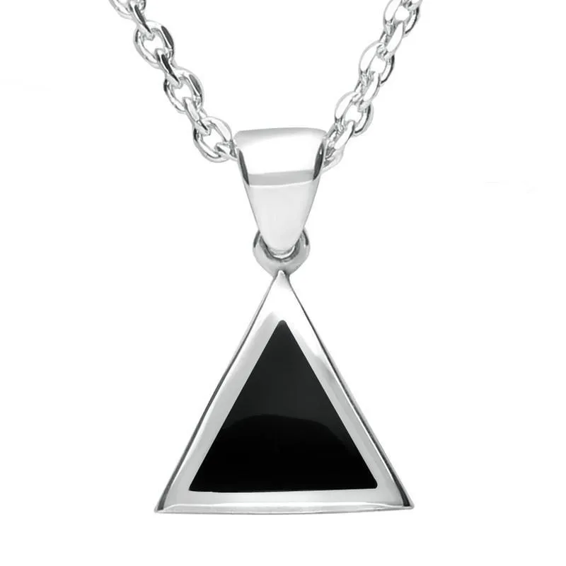 Sterling Silver Whitby Jet Flat Triangle Necklace sold by Jura Watches