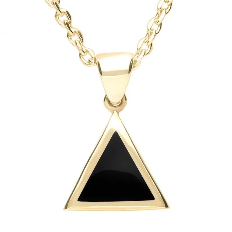 9ct Yellow Gold Whitby Jet Flat Triangle Necklace sold by Jura Watches