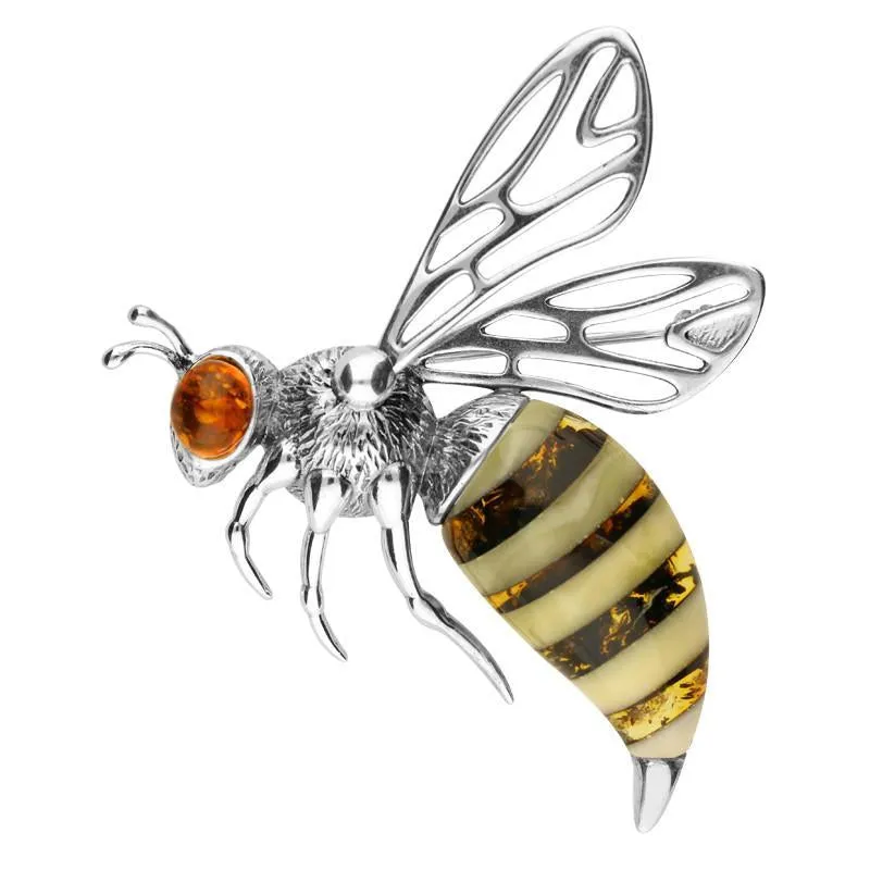 Sterling Silver Amber Honey Bee Brooch sold by Jura Watches